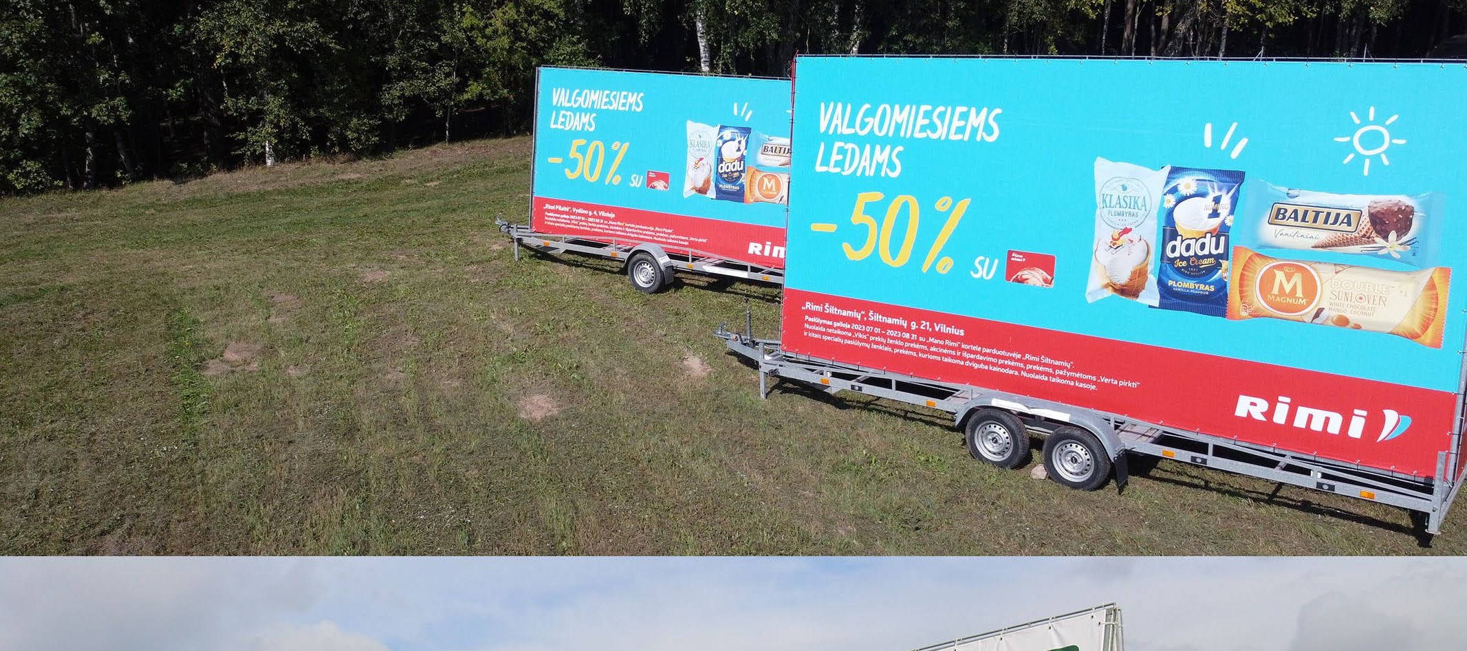 Reklaminė priekaba MAXI su Rimi reklama