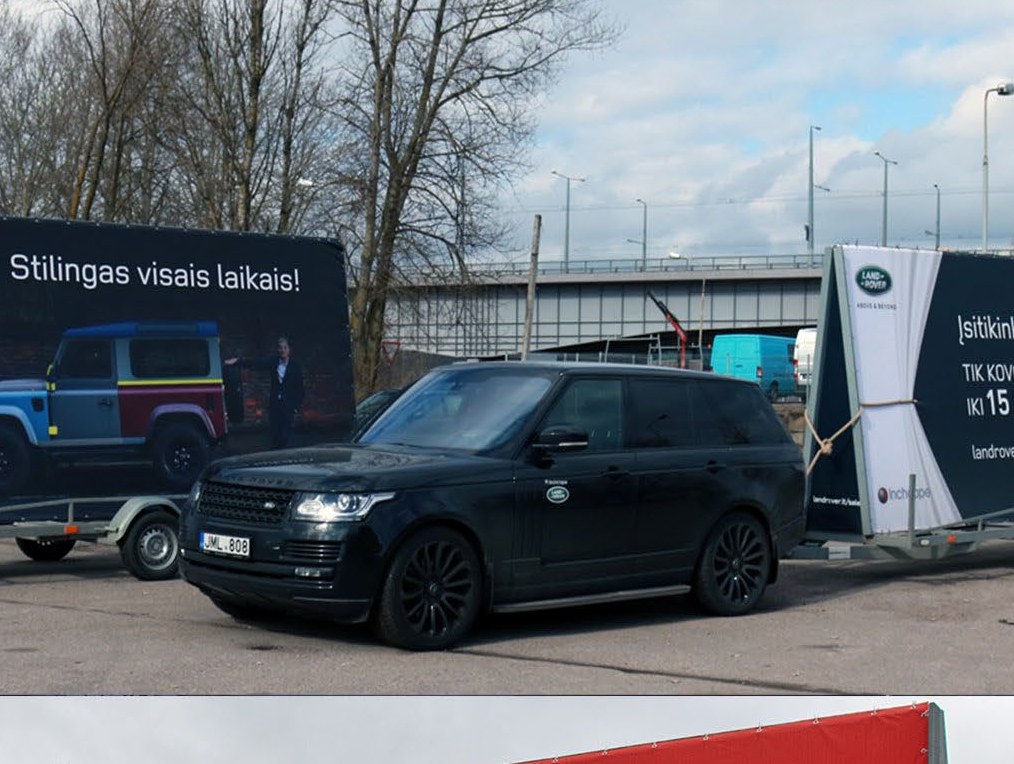 Reklaminė priekaba MEDI su Land Rover reklama